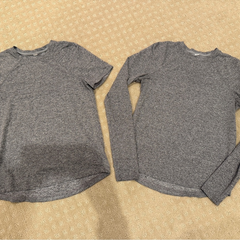 Lululemon License to Train Heather Gray Long & Short Sleeve Shirts Size 0. EUC.